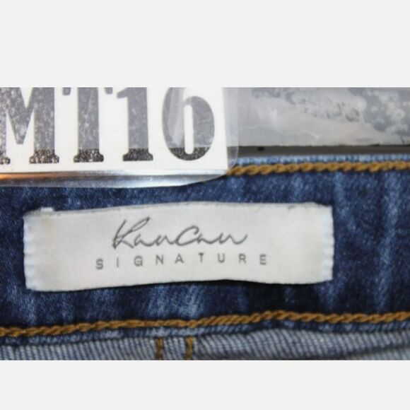 Kancan Estilo Skinny Distressed Dark Wash Denim Blue Jeans Size 26 DESTROYED HEM - Picture 6 of 7